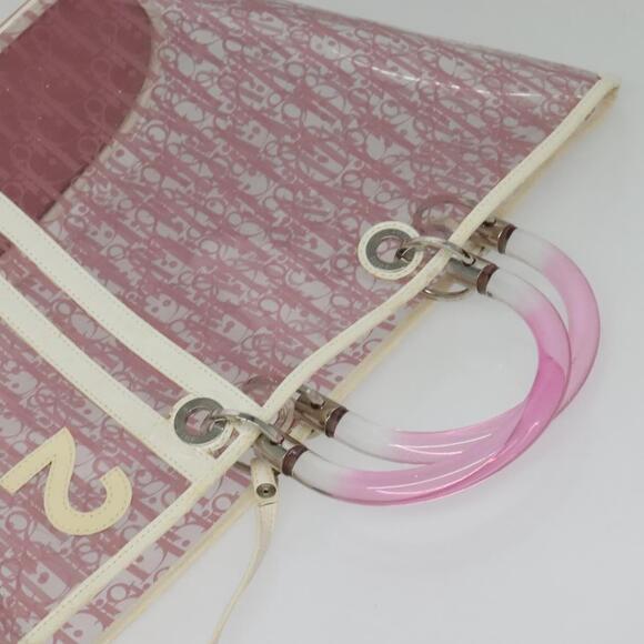 DIOR Trotter Canvas Hand Bag Vinyl Clear Silver - Picture 6 of 14